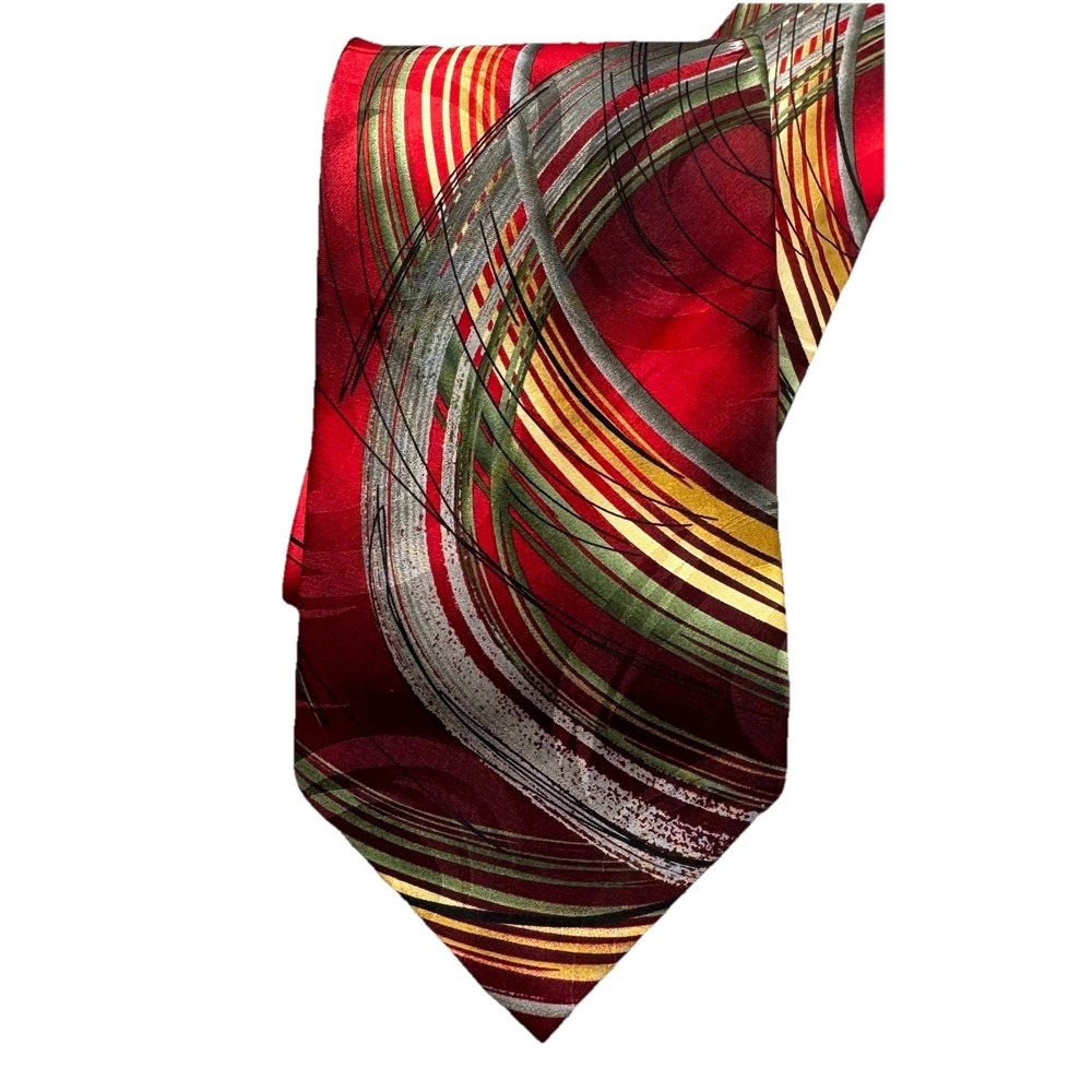 J. Garcia Clockworks Collection Forty-Five 2007 Colorful‎ Silk Tie Red